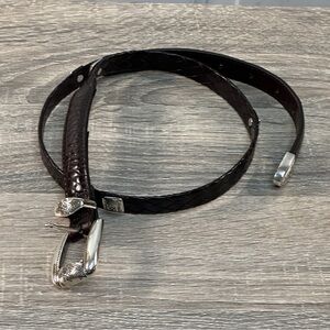 Brighton Belt Womens Sz M Black 97009 Small Square Medallion Silver Buckle + Tin